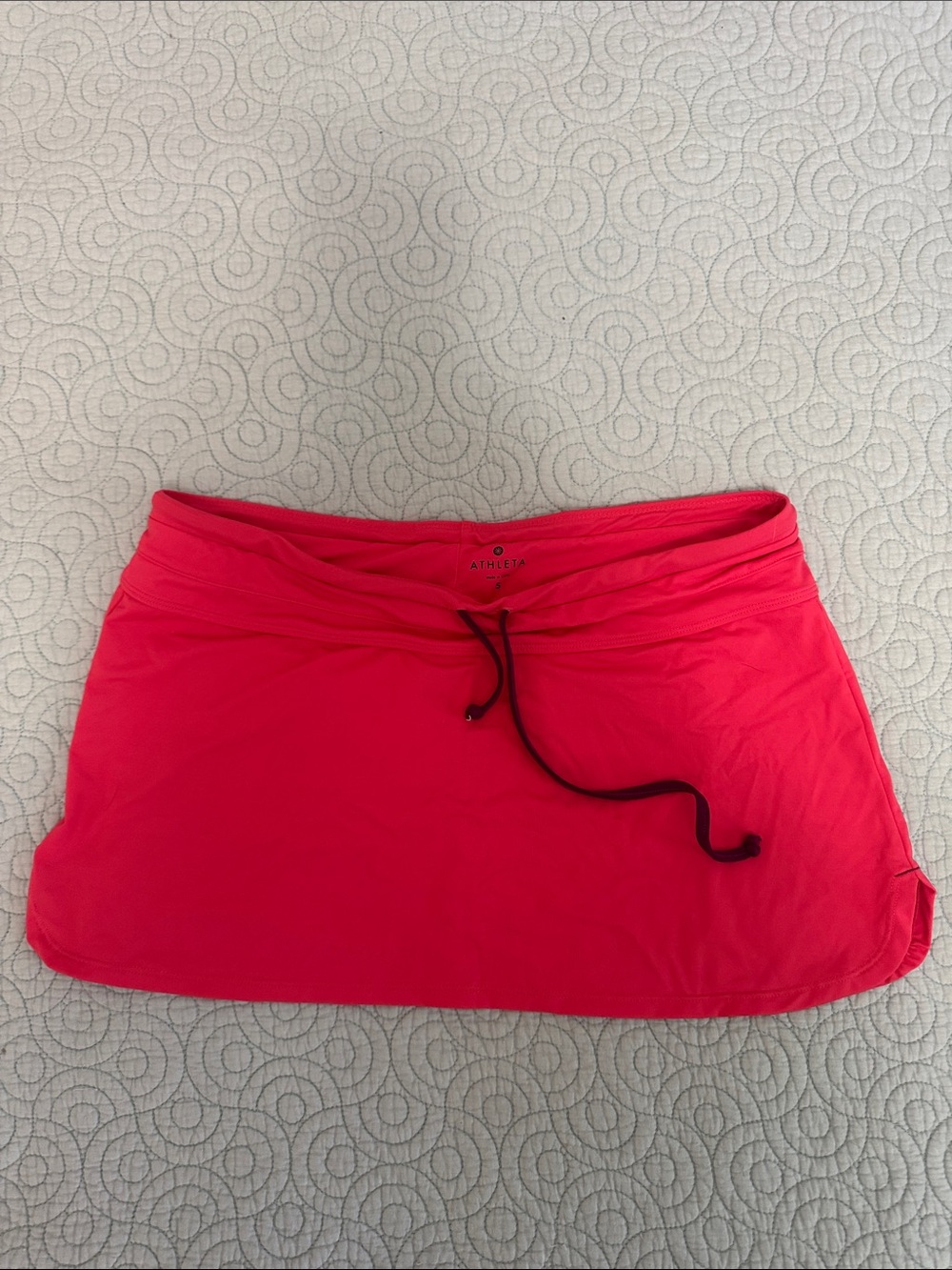 Athleta Hot Pink Drawstring Athletic swim skirt coverup no built in brief  sz-S